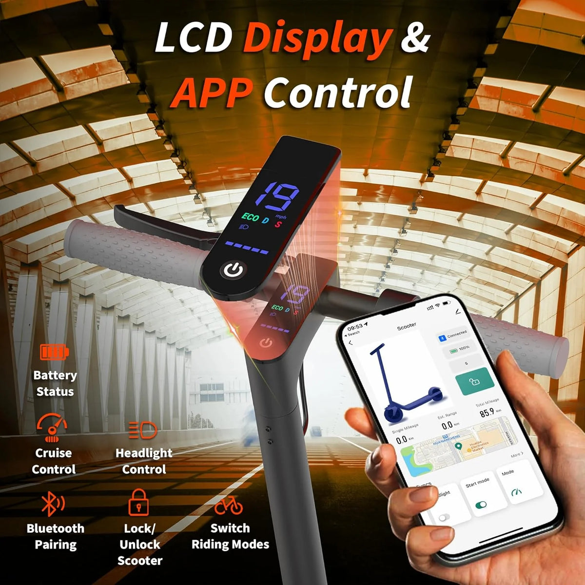 AOVOPRO Smart Control Foldable Electric Scooter For Adults