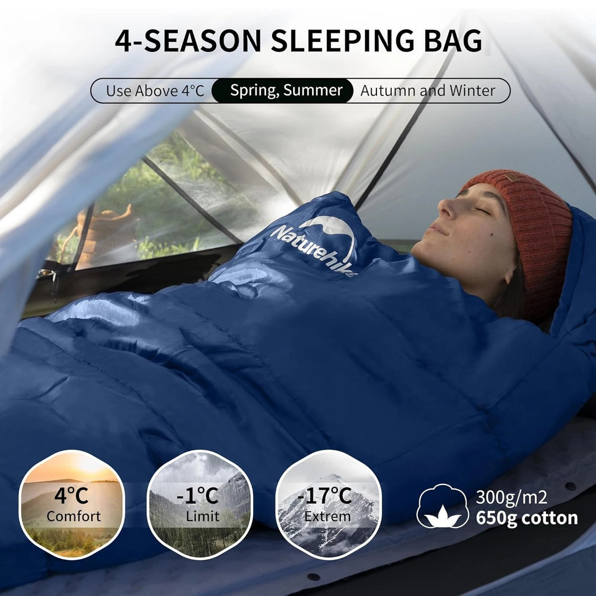 Naturehike Adult Mummy Sleeping Bag Winter Camping Warm Poly Filled