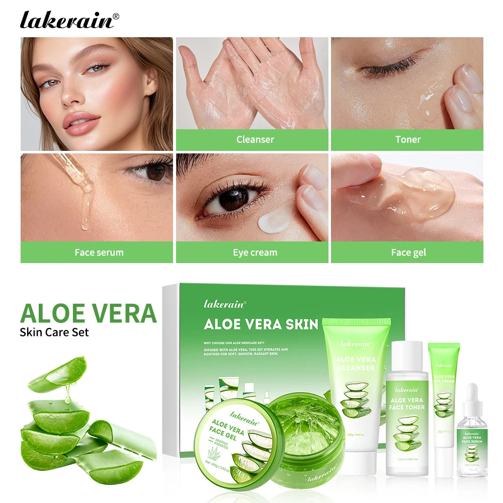 Lakerain Aloe Vera Deep Hydration Skincare Set Cleanser Toner Serum