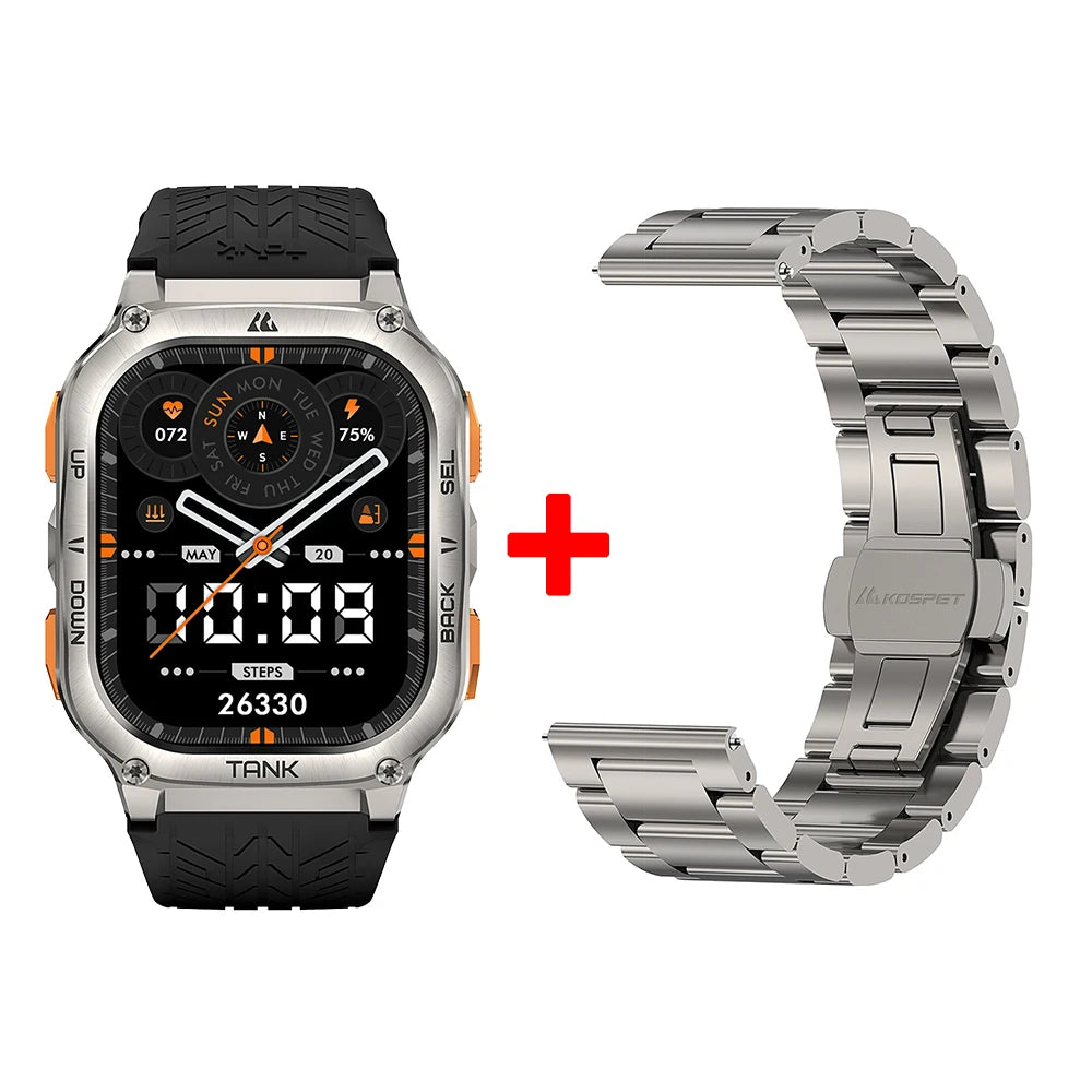 Kospet Tank M3 Ultra Gps Smartwatch Stainless Steel Waterproof Monitor