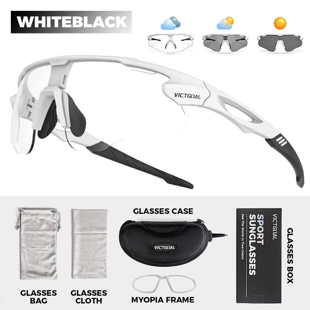 Victgoal Photochromic Cycling Sunglasses UV400 Protection Windproof TR90 Frames