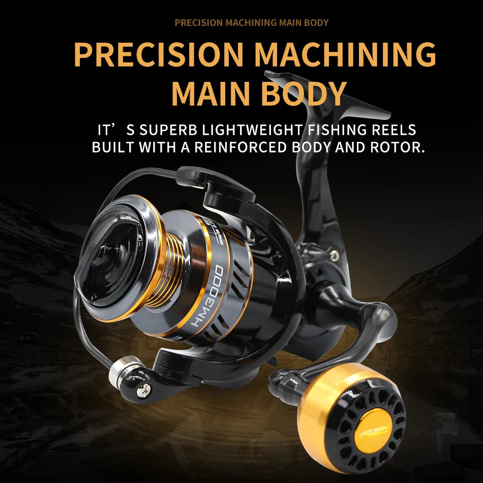 Rooblinos High Speed Spinning Fishing Reel With Metal Cup Strong Drag