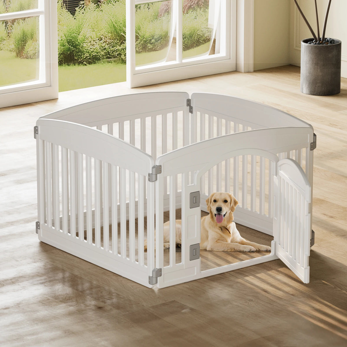 JHK Plastic Dog Playpen Expandable Portable Pet Fence