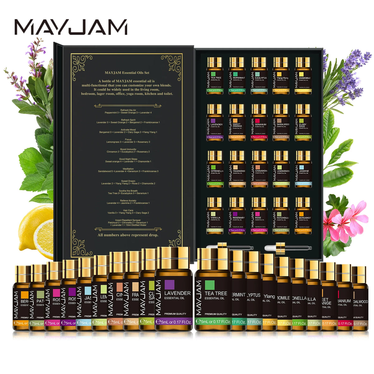 Mayjam Pure Essential Oils Set For Home Aromatherapy Diffusers