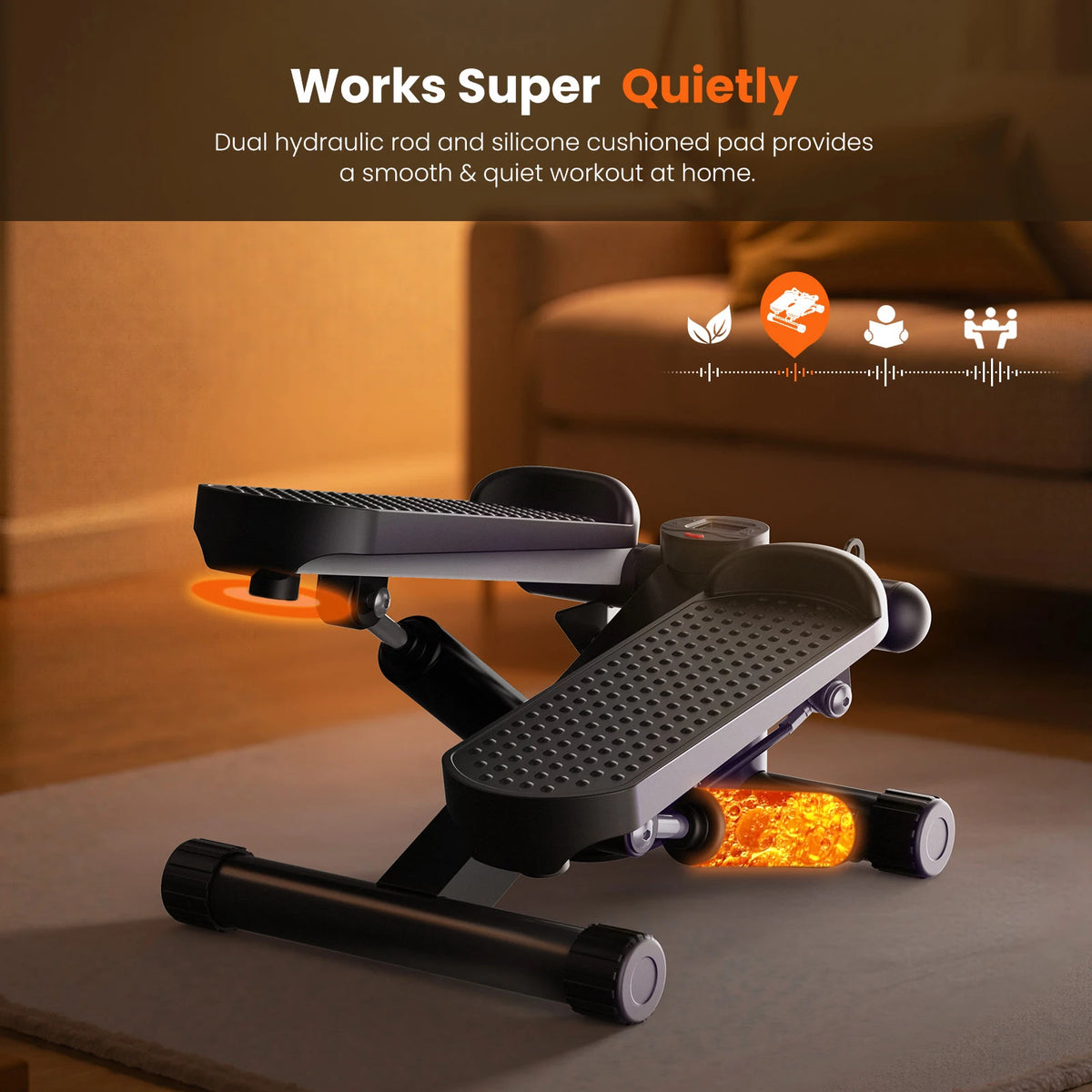 JHK Hydraulic Mini Stepper With Adjustable Resistance Bands