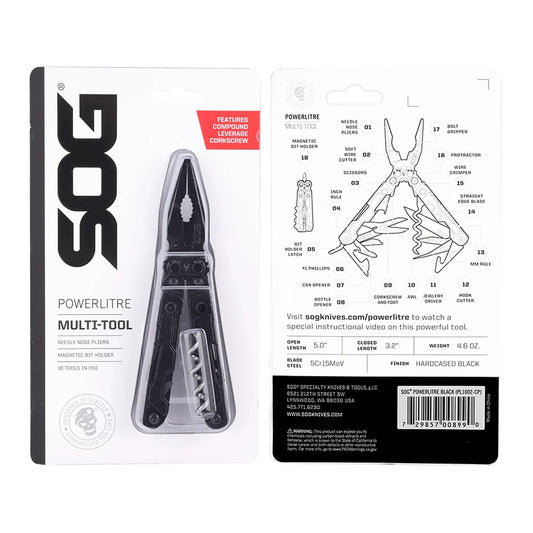 SOG PowerLitre 19 Functions Compact Multitool With Pliers And Corkscrew