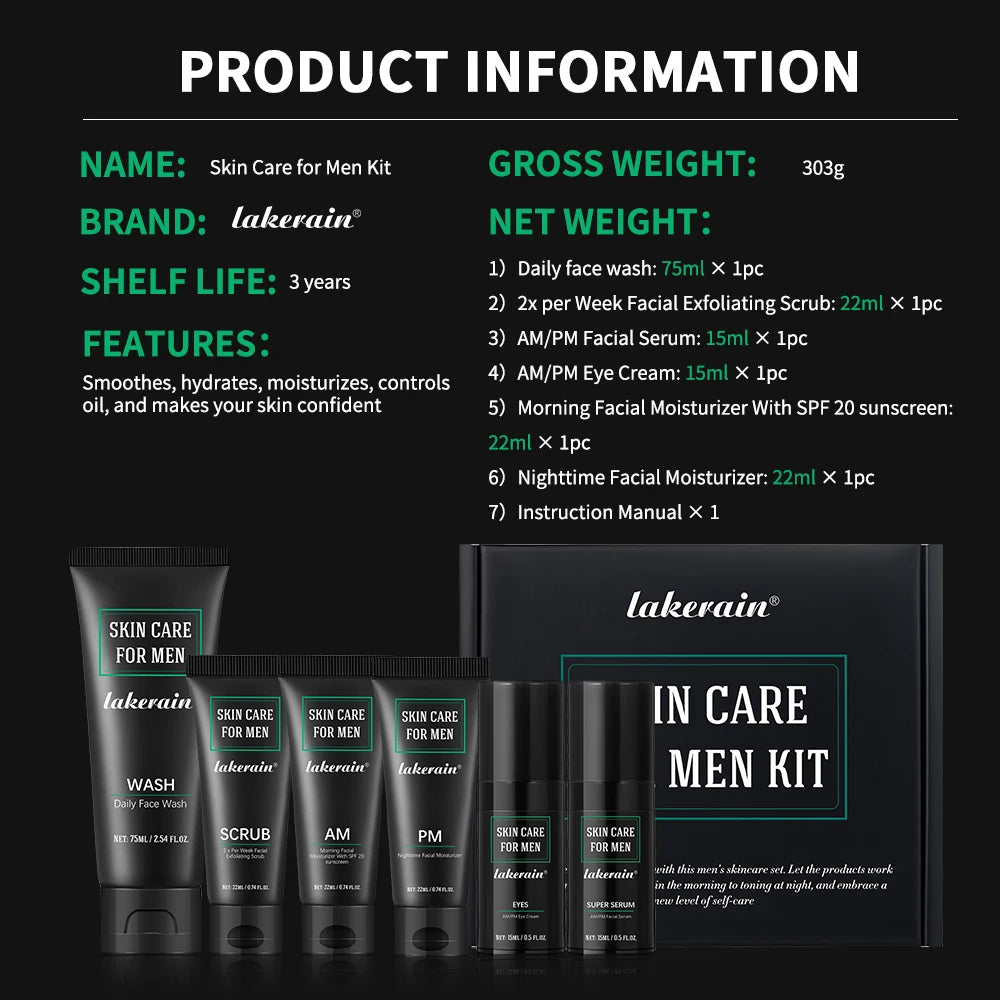 Lakerain Men Hydrating Face Sunscreen Oil Control Moisturizer Set