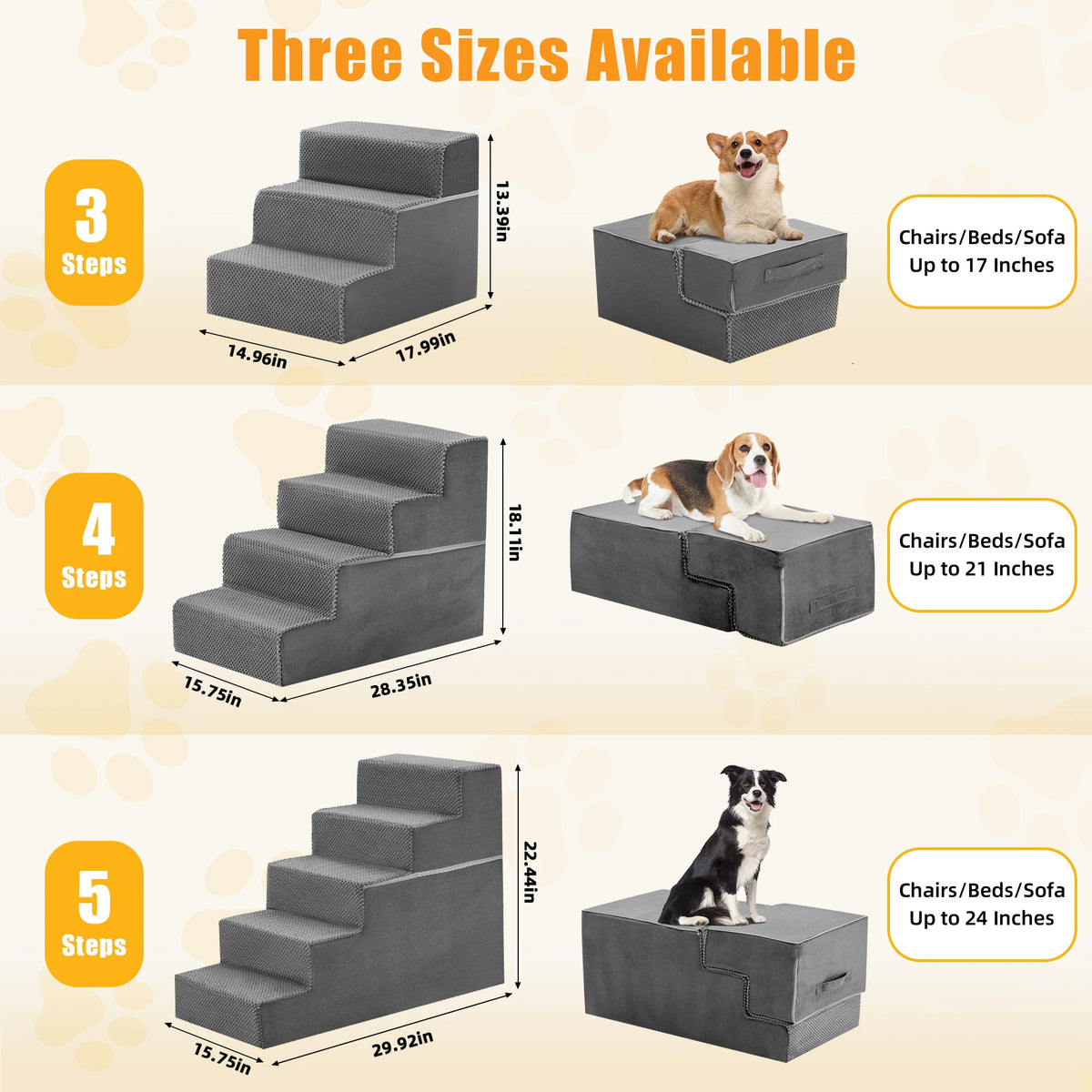 Premium Foam Dog Stair Ramp Featuring Non Slip Surfaces