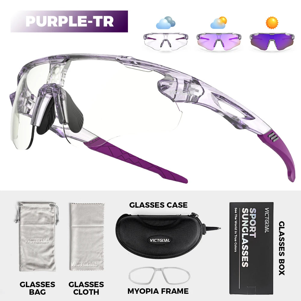 Victgoal Photochromic Cycling Sunglasses UV400 Protection Windproof TR90 Frames