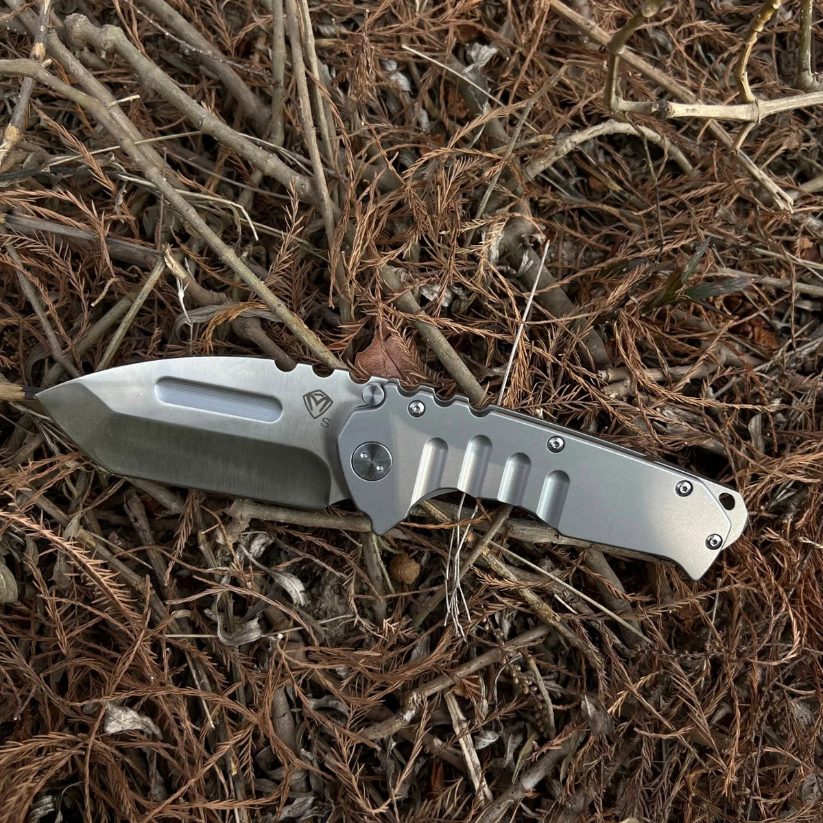HX Outdoors D2 Steel Tactical Folding Knife All Steel Handle