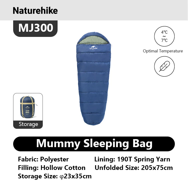 Naturehike Adult Mummy Sleeping Bag Winter Camping Warm Poly Filled
