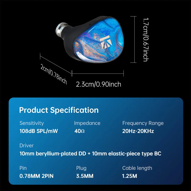 KBEAR KB02 Hybrid Driver IEM With Detachable 2Pin Cable