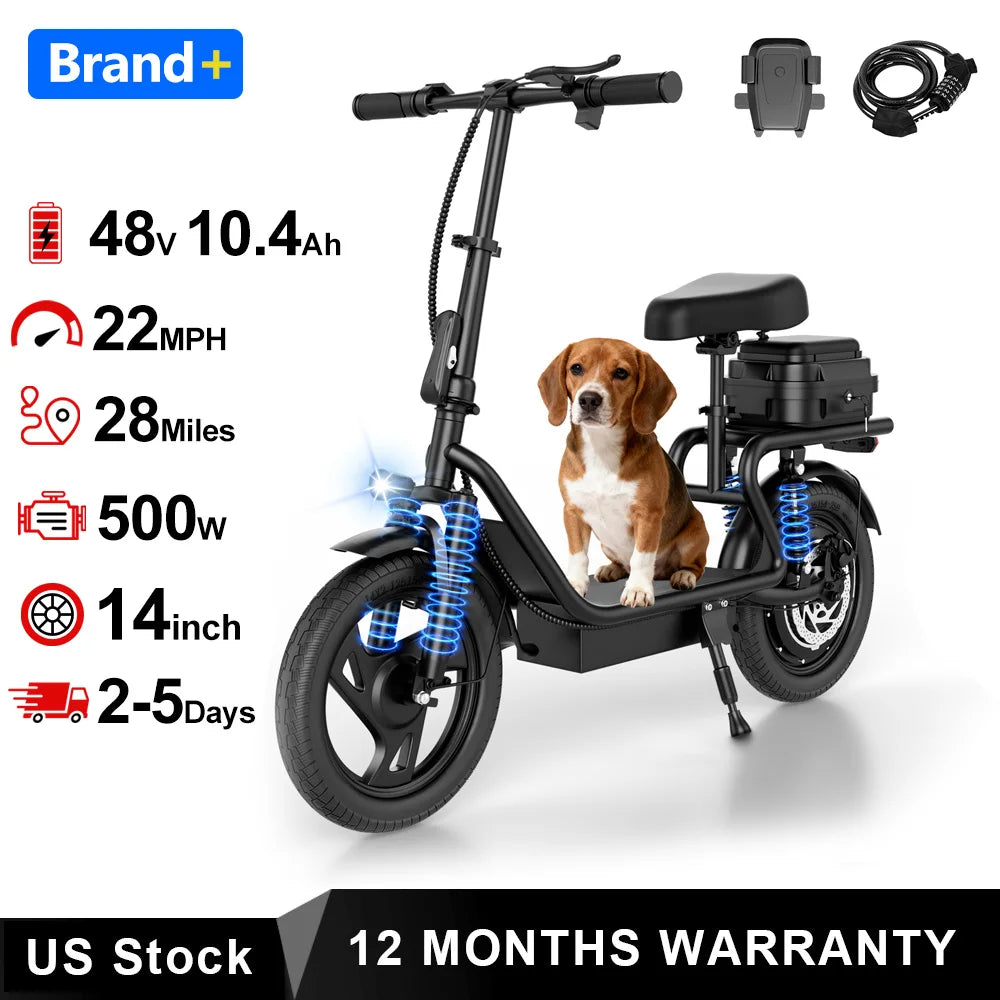 Aovopro 350W Foldable Electric Bike With 5.2Ah Battery
