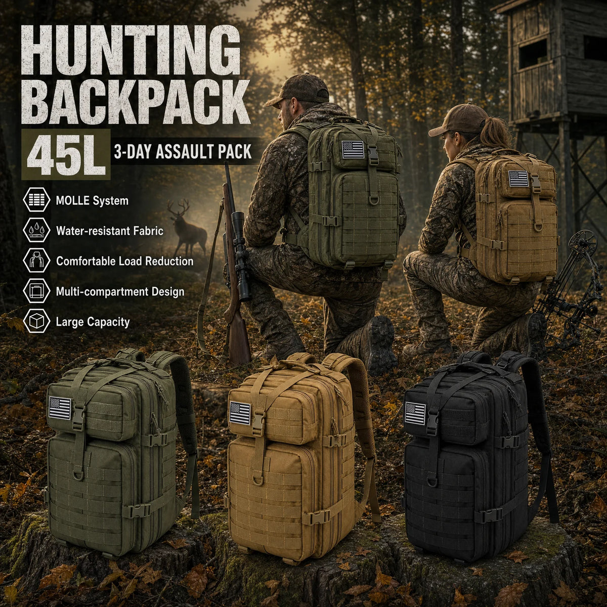 ReFire Gear Tactical Hunting Backpack Molle Rucksack