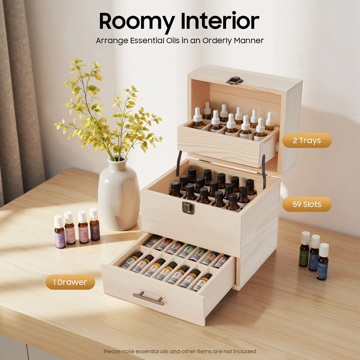 Wooden Essential Oil Storage Box Organizer For Nail Polish Cosmetics