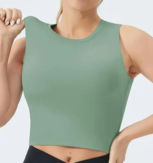 THE GYM PEOPLE Women's Sleeveless Sports Bra with Removable Pads, Medium Support Crop Top in 4-Way Stretch Fabric, Perfect for Workout, Running & Daily Use
