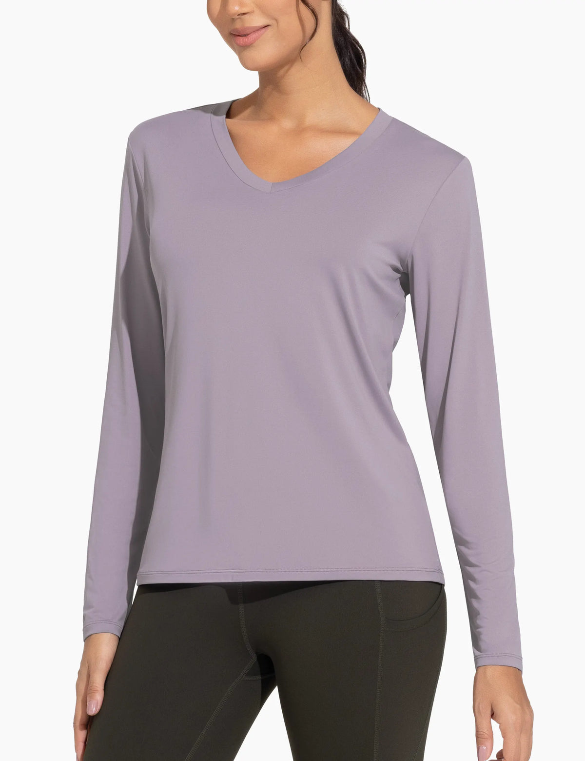 THE GYM PEOPLE Women's Long Sleeve Workout Shirts V-Neck Lightweight Basic Athletic Tops