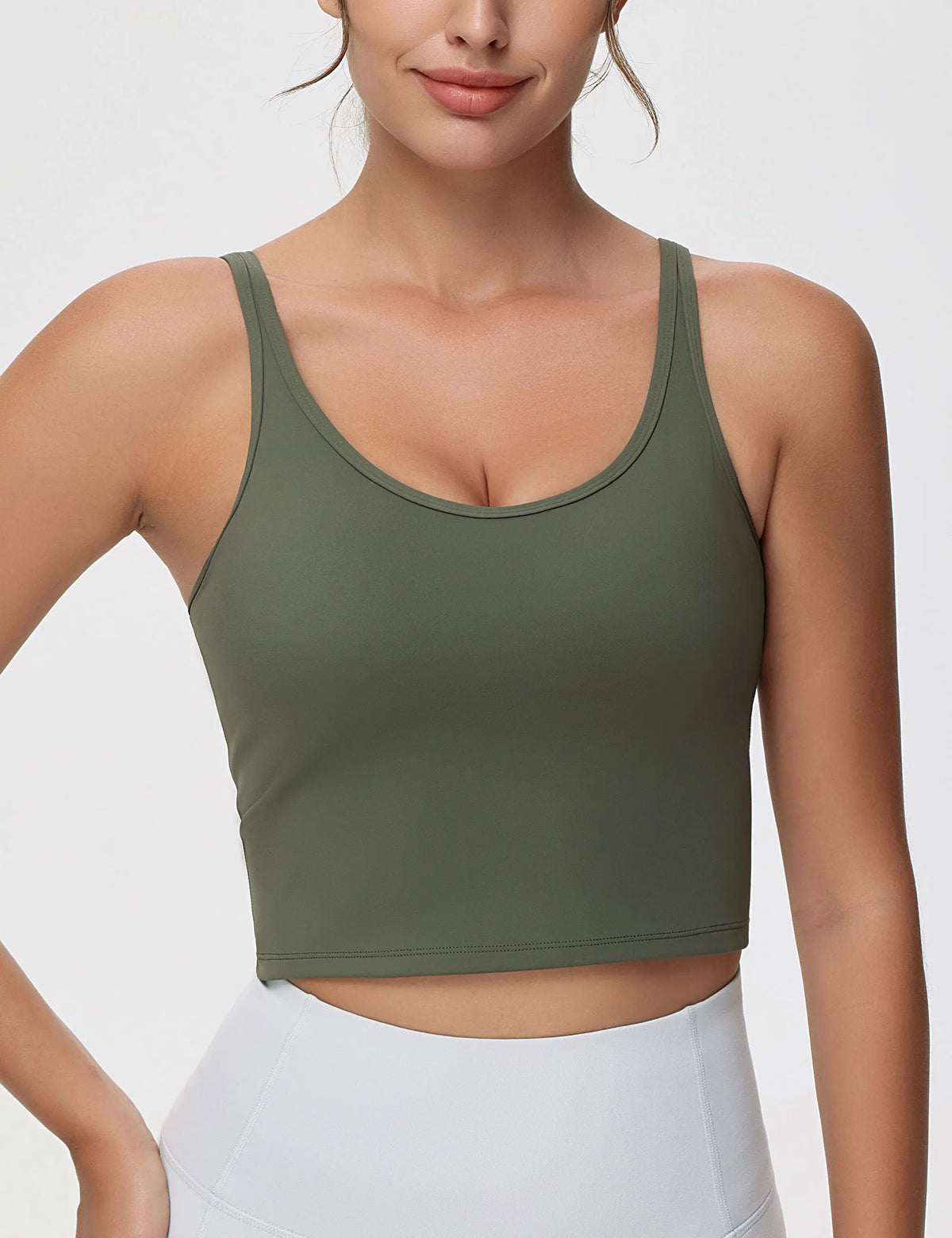THE GYM PEOPLE Women's Longline Sports Bra Removable Padded Wireless Workout Yoga Tank Tops
