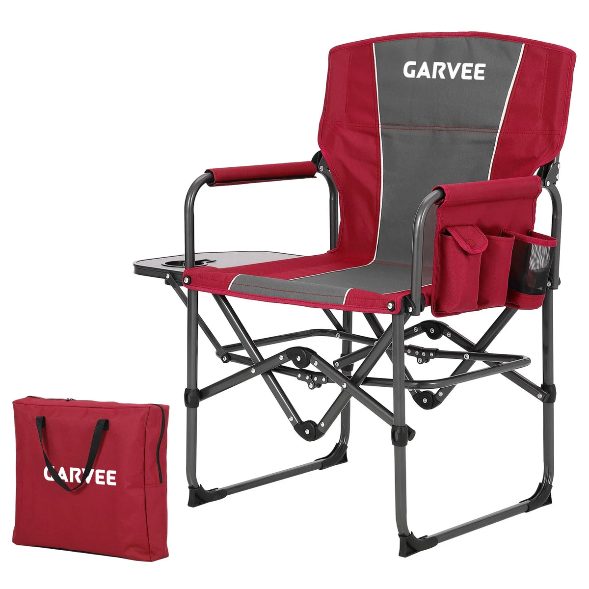 HiMISS Heavy Duty Folding Director Chair With Side Table