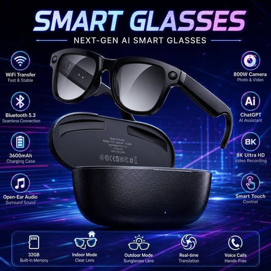 Yaocx AI Smart Glasses Featuring 32Gb Memory And 800W Camera