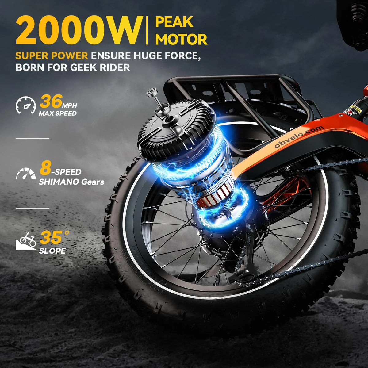 Cybervelo Foldable Electric Bike With 2000W Motor And 48V Battery