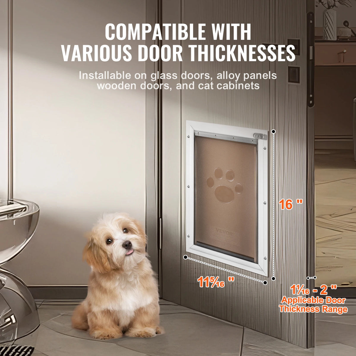SucceBuy Weatherproof Aluminum Pet Door With Lock And Flap System