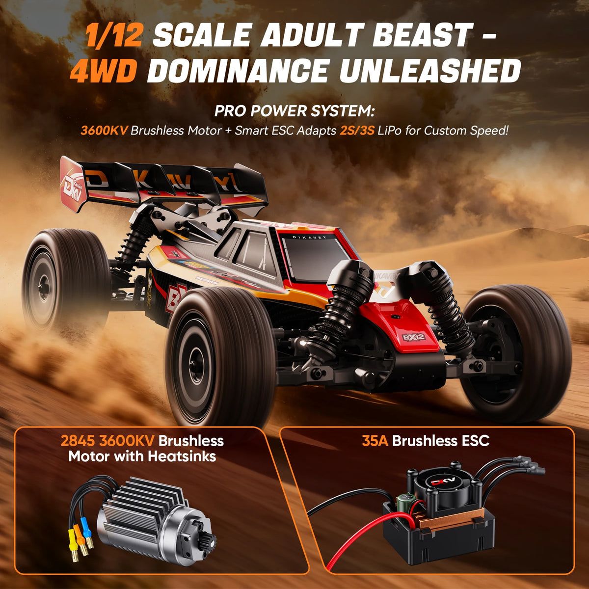 Dikavey Brushless 4X4 High Speed Remote Control Racing Car