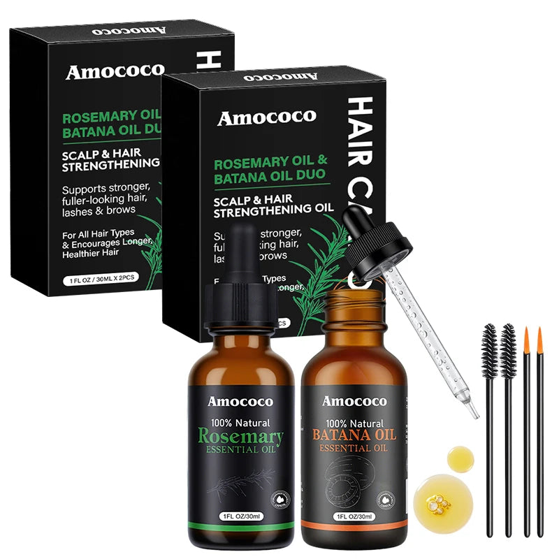 Amococo Rosemary Batana Hair Oil Duo For Dry Frizzy Hair
