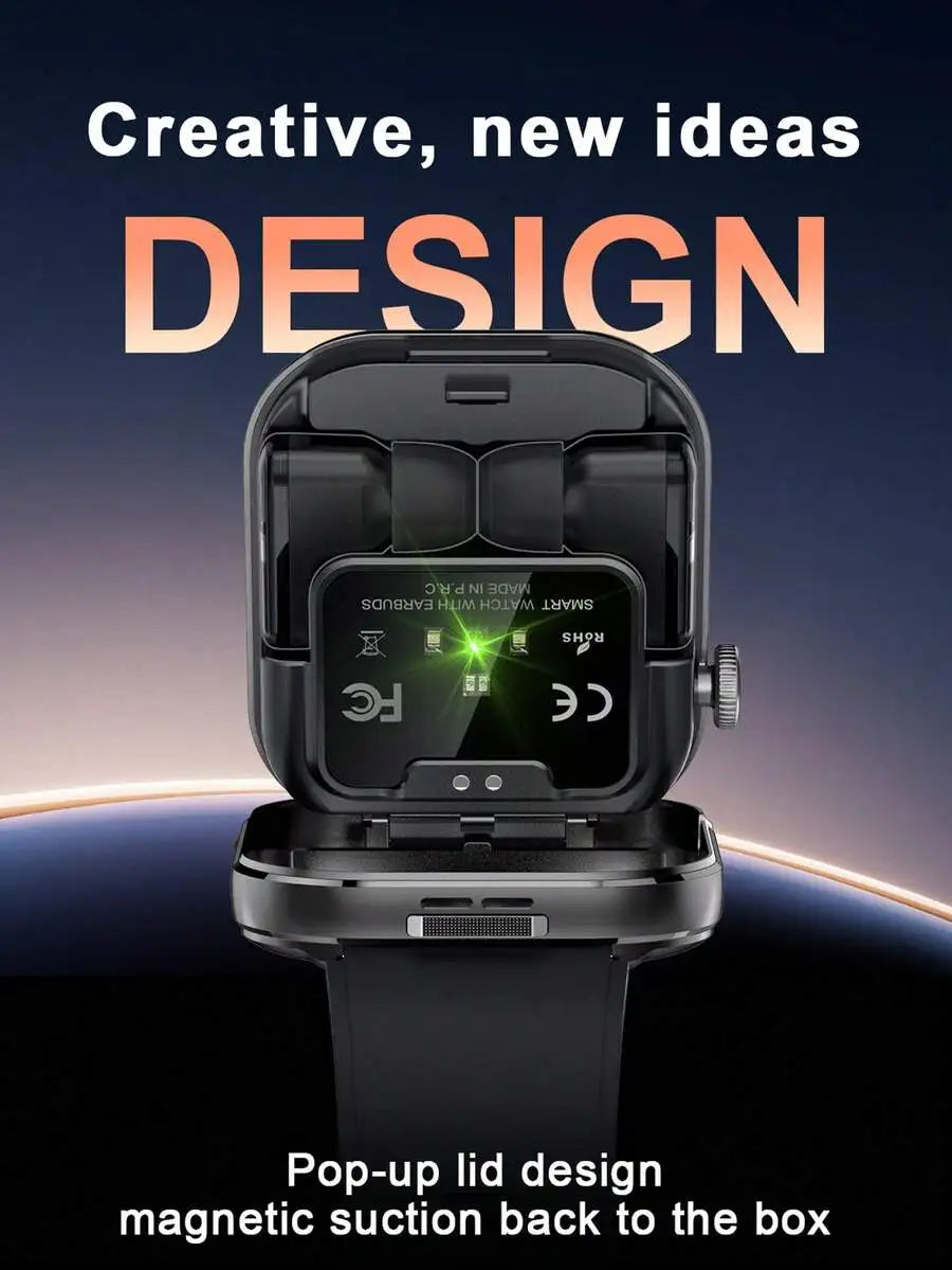 Dual Display Smartwatch With Integrated Earbuds And Camera Mode