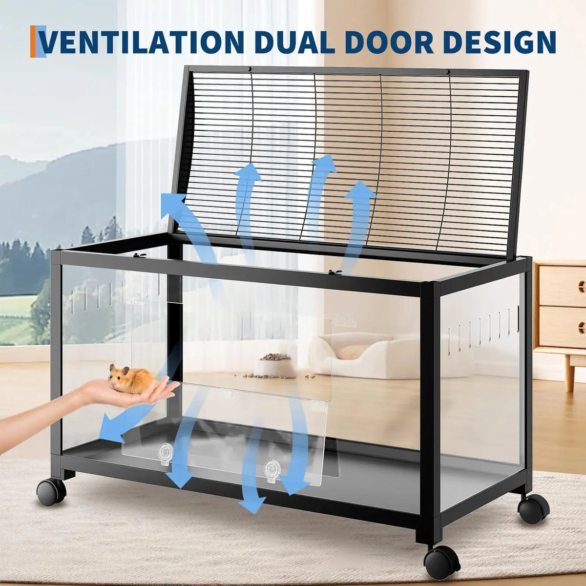 HiMiss Three Tier Hamster Cage With Exercise Wheel And Food Bowl