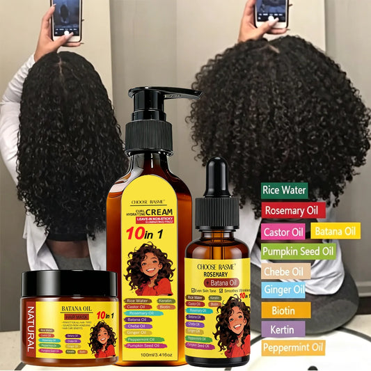 Batana Oil Hair Mask Curl Cream And Rosemary Oil Set