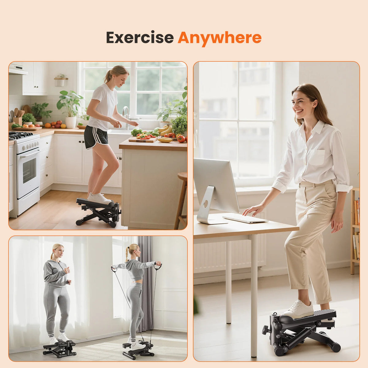 JHK Hydraulic Mini Stepper With Adjustable Resistance Bands