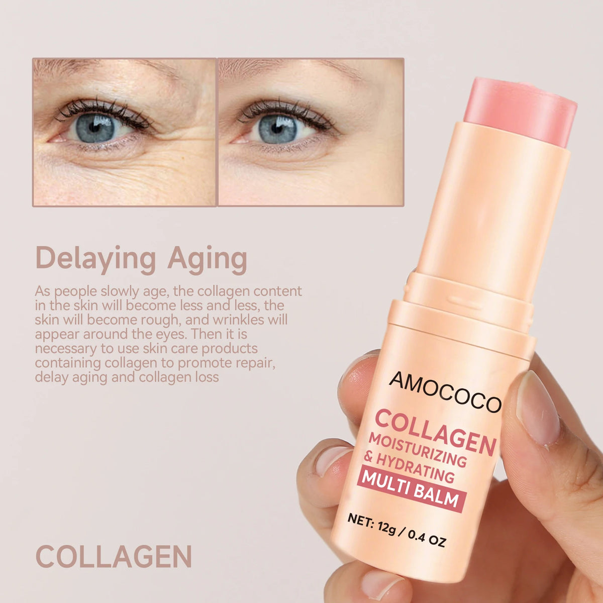 Amococo Collagen Moisturizing Balm Stick For Face And Body