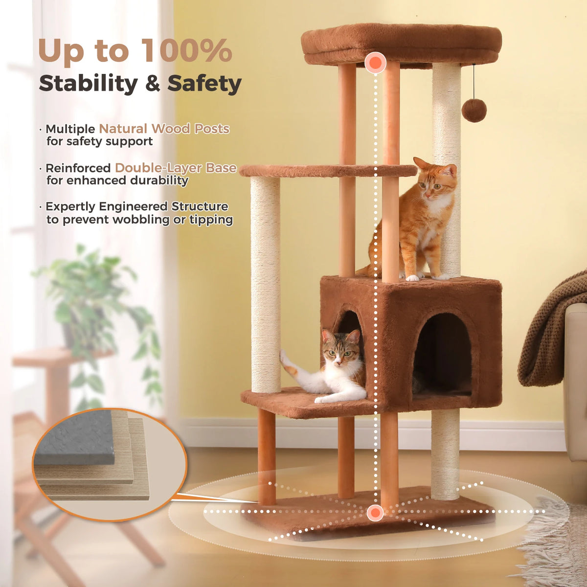 PAWZ Road Indoor Cat Tree With Sisal Scratching Posts