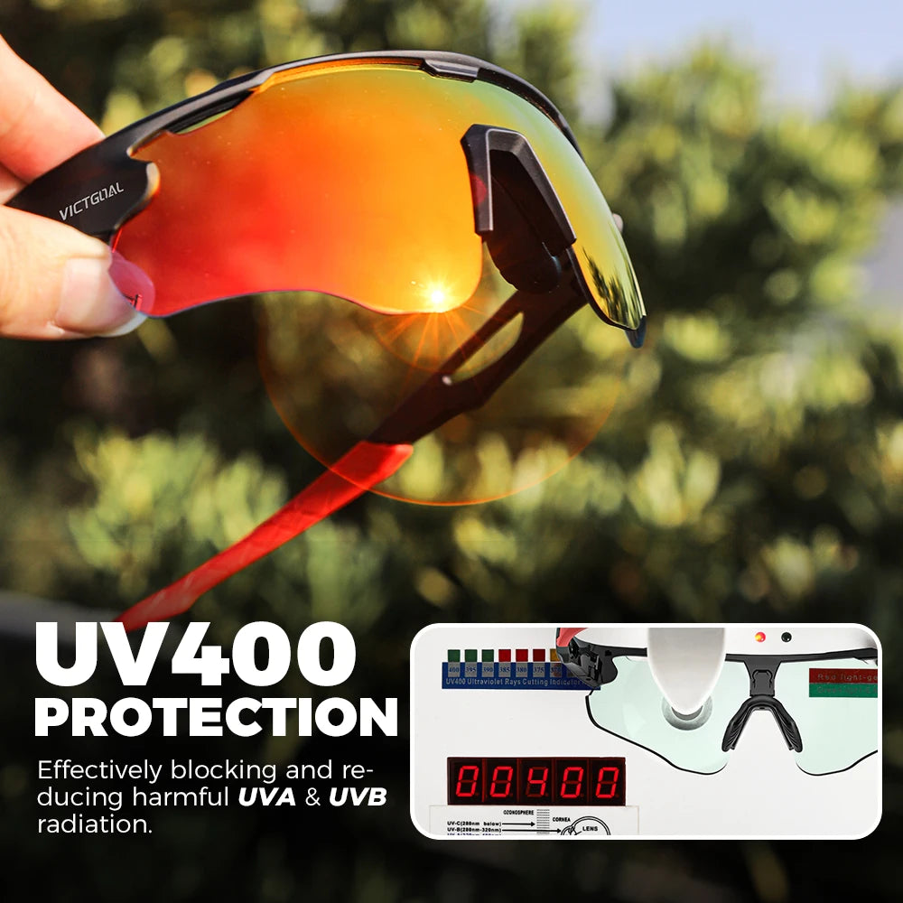 Victgoal Photochromic Cycling Sunglasses UV400 Protection Windproof TR90 Frames