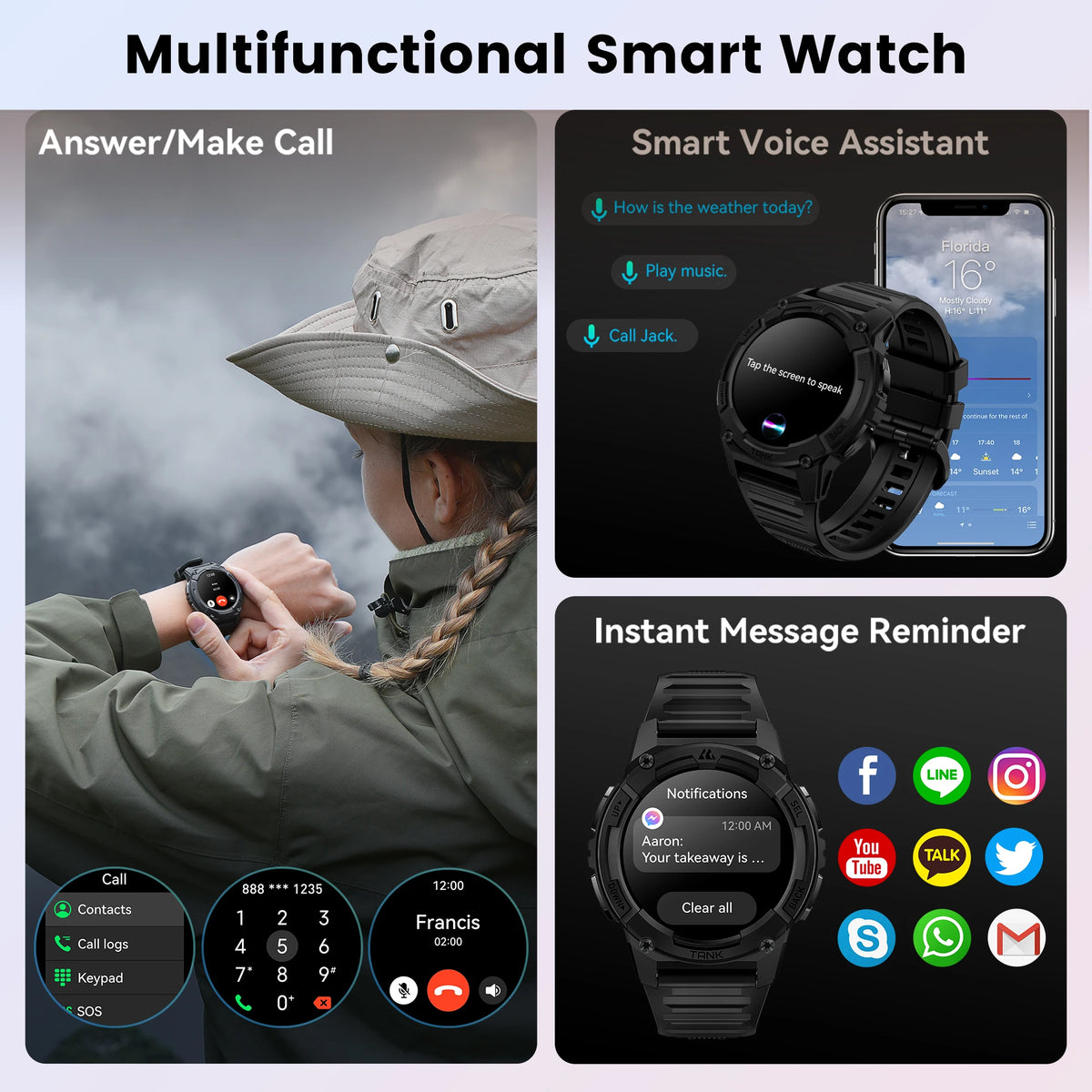 Kospet Tank S2 GPS Smartwatch With Compass Altimeter AMOLED Display