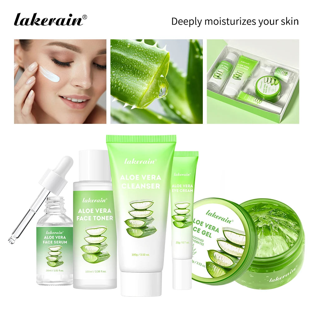 Lakerain Aloe Vera Deep Hydration Skincare Set Cleanser Toner Serum