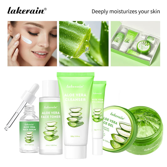 Lakerain Aloe Vera Deep Hydration Skincare Set Cleanser Toner Serum