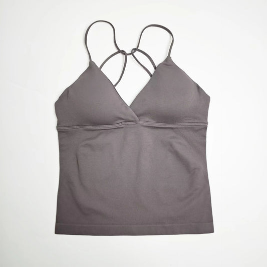 NCLAGEN Women Seamless Twist Front Longline Yoga Tank Top