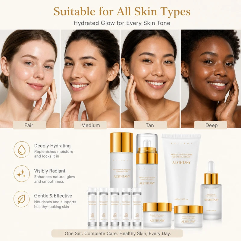 Retinol Multi Peptide Skincare Set For Hydrating Facial Care