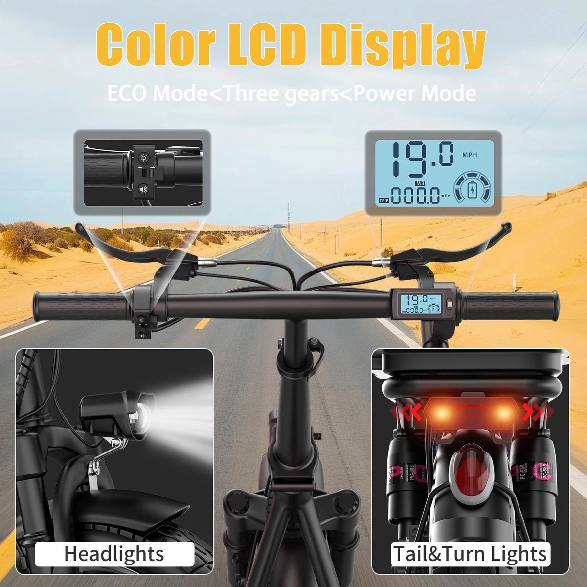UPlee GQ8 Folding Electric Bike 500W Motor 48V 15Ah Battery