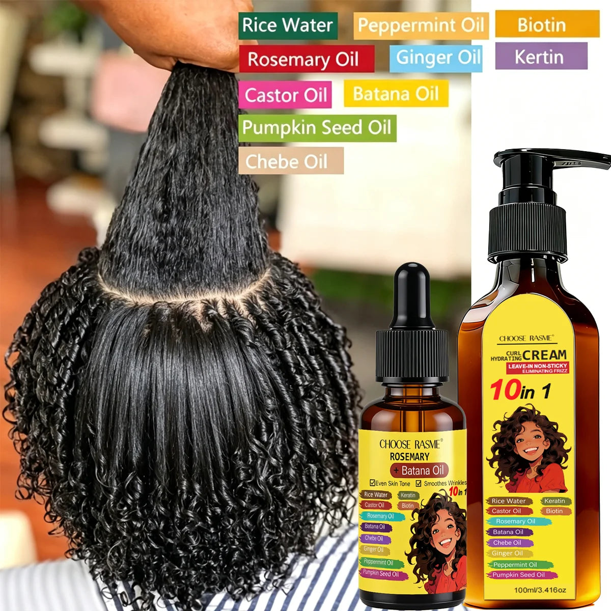 Batana Oil Hair Mask Curl Cream And Rosemary Oil Set