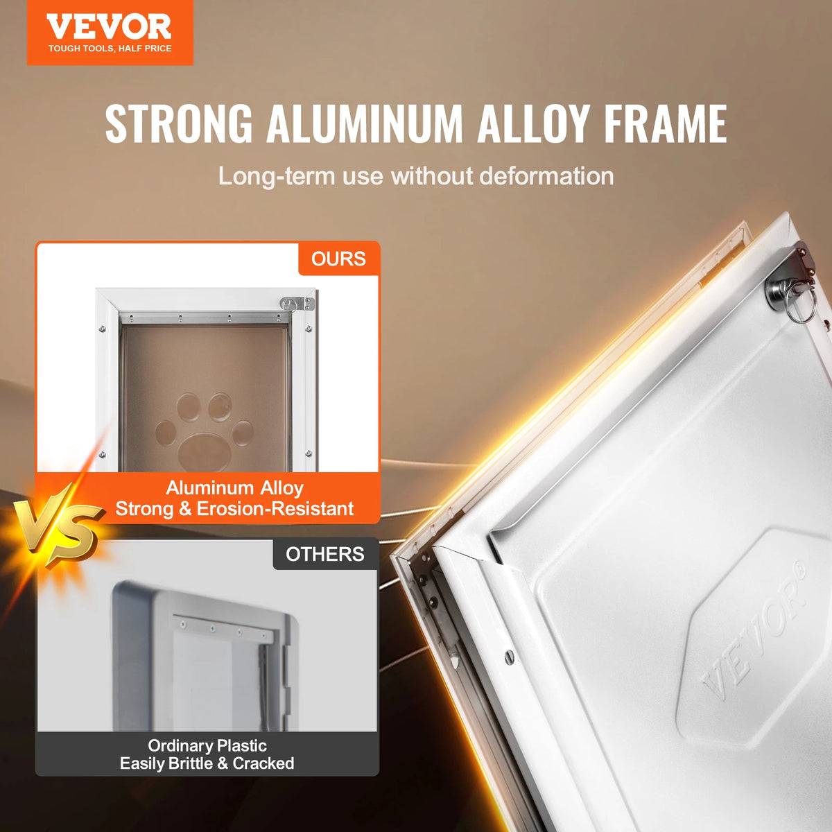 SucceBuy Weatherproof Aluminum Pet Door With Lock And Flap System