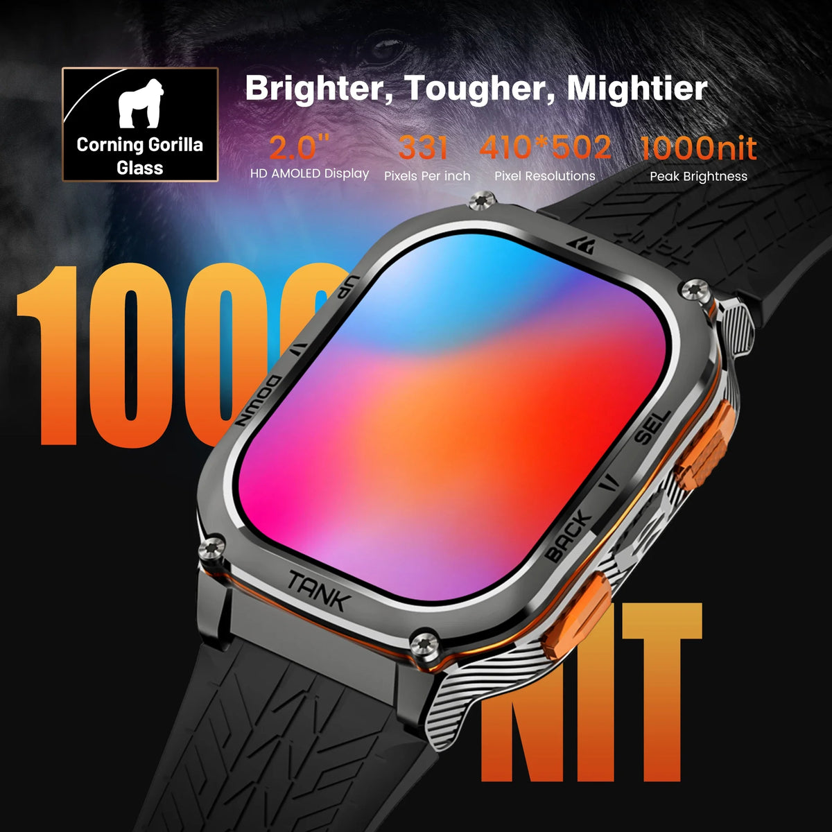 Kospet Tank M3 Ultra Gps Smartwatch Stainless Steel Waterproof Monitor