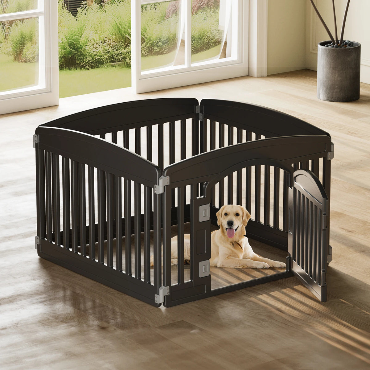 JHK Plastic Dog Playpen Expandable Portable Pet Fence