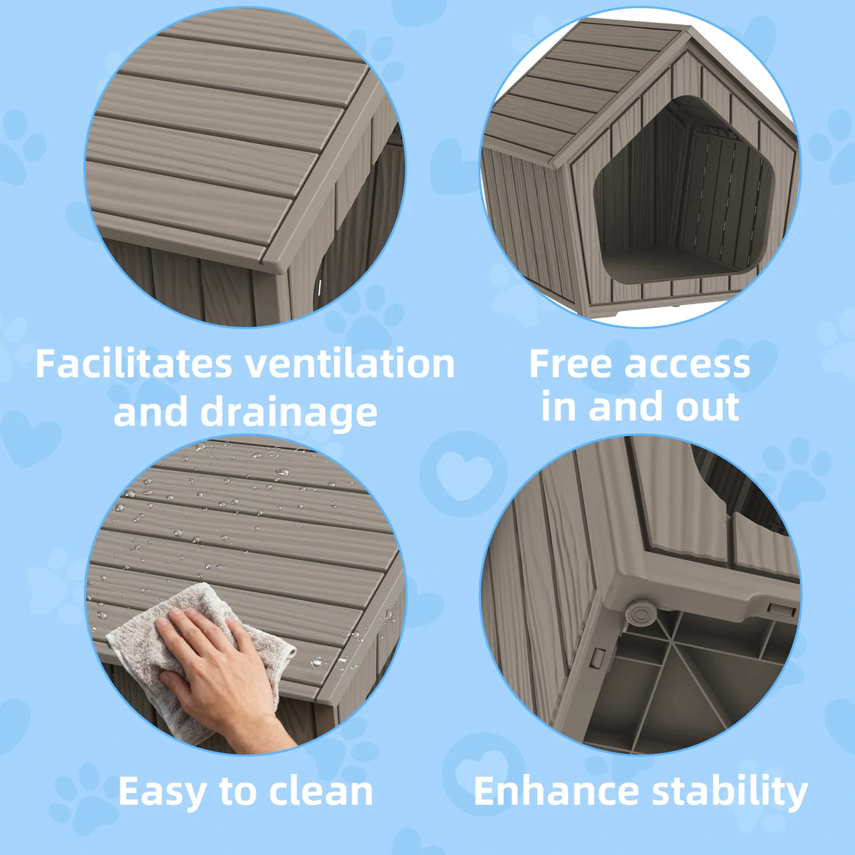 Waterproof Plastic Gable Roof Outdoor Dog Shelter Box