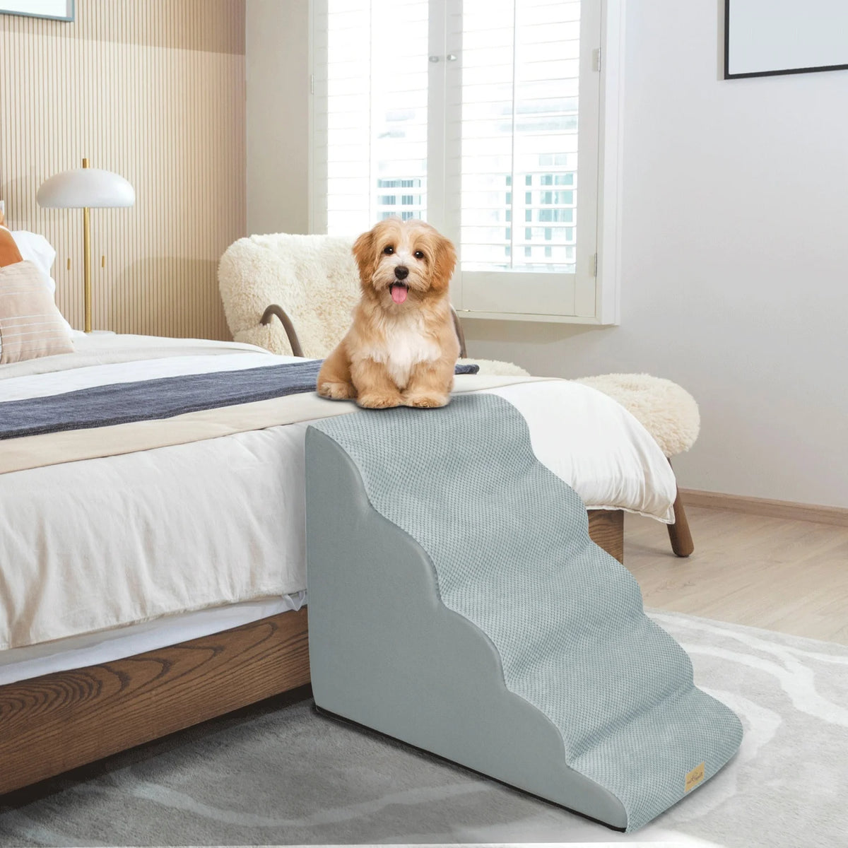 Durable Curved Dog Stairs With Removable Cover For Small Pets