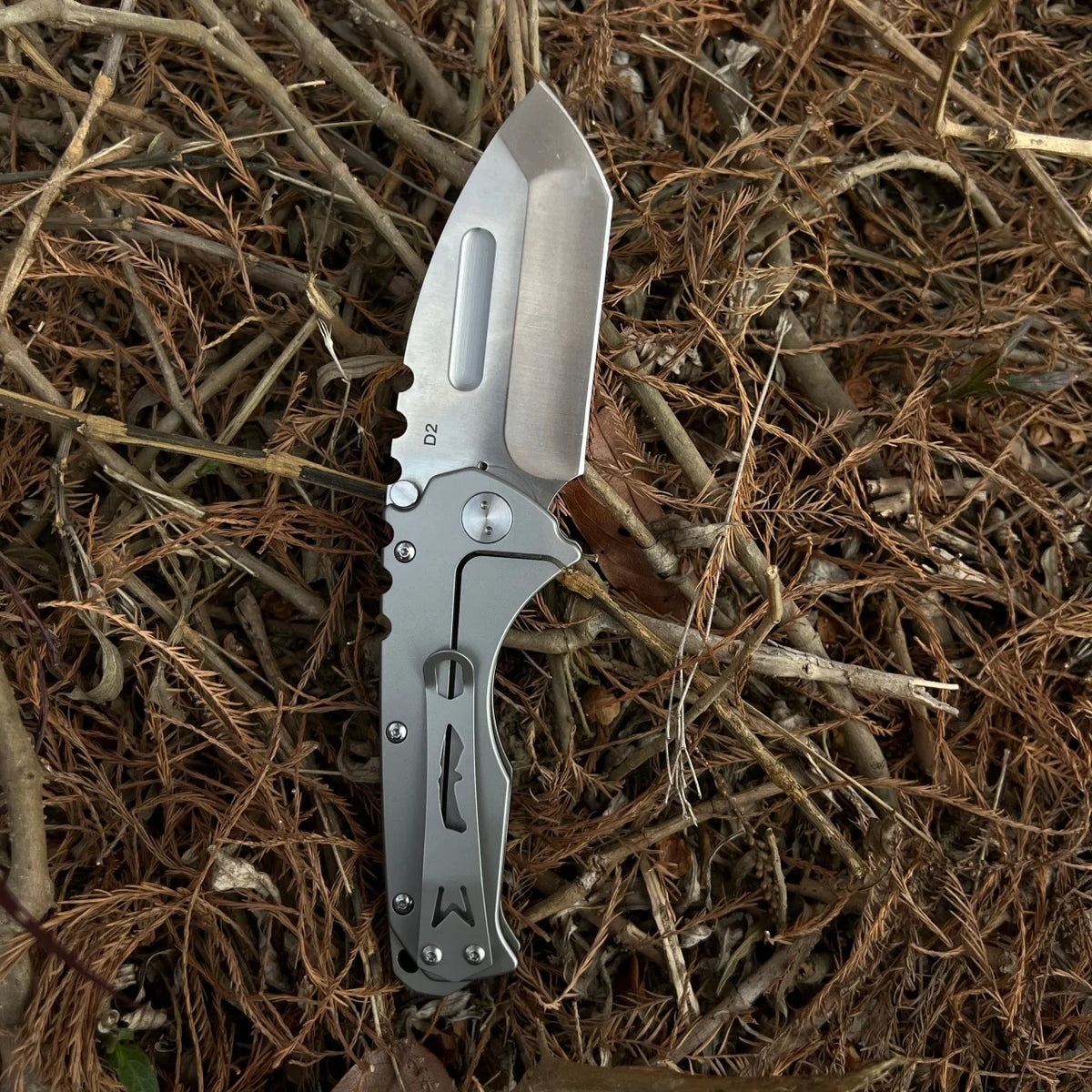 HX Outdoors D2 Steel Tactical Folding Knife All Steel Handle
