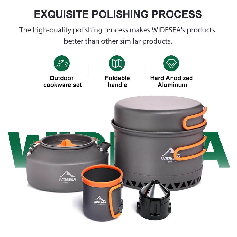 WideSea Outdoor Camping Cookware Set Portable Kitchen Pot Kit