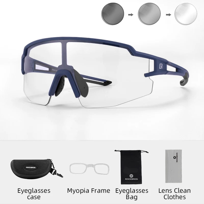 Rockbros Photochromic Cycling Glasses UV400 Sports Eyewear